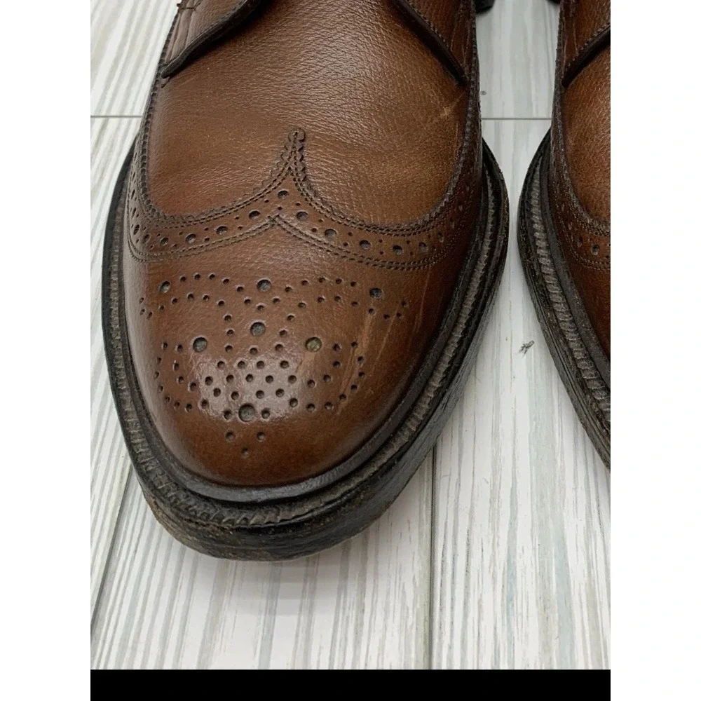 VTG Allen Edmonds 9157 MacNeil Brown Pebbled Leather Wingtip Brogue Shoes 9.5 B‎
